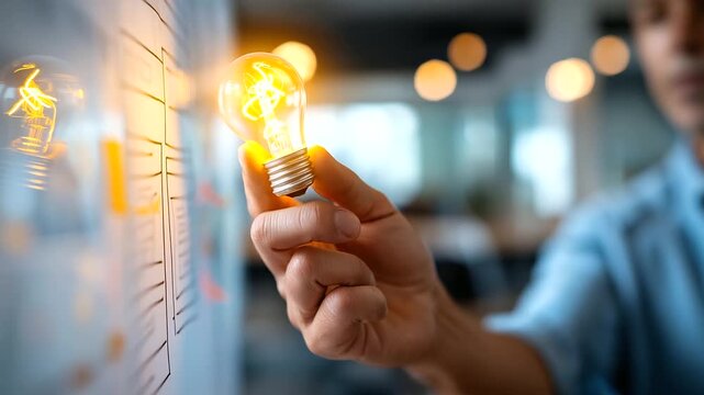 Hand pointing at website wireframe with lightbulb icon marking creative UX improvements digital optimization user experience strategy design mockups visible face not shown def
