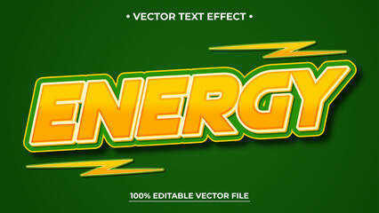 Bold Energy Editable Text Effect with Lightning Bolts on Green Background