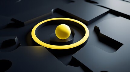 Futuristic Abstract Brand Identity: Orbiting Sphere around Dark Space