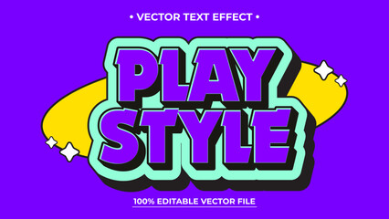 Play Style Vector Editable Text Effect with Retro Colors and Editable Design