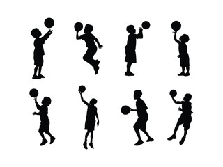 Silhouette of children playing with balls