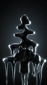 Water stream falling against dark background with droplets and splash effects