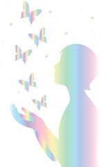 Iridescent Silhouette with Butterflies