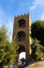 Medieval Stone Tower in Florence from Ground Level