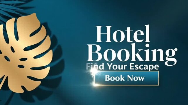 Luxe golden monstera leaf with partial hotel text