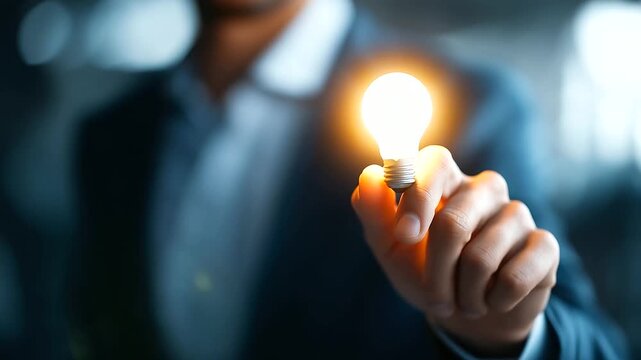 Business hand touching CRM interface with lightbulb customer insight creative relationship management digital sales marketing alignment dashboard visible face not visible with