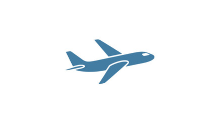 Blue airplane icon depicting air travel and transportation journey
