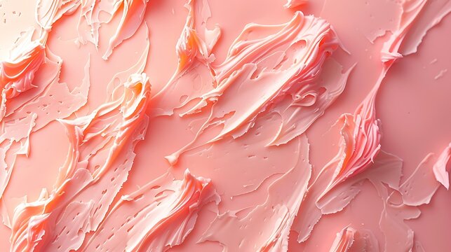 Abstract pink texture with thick paint strokes and smooth surface creating a soft and delicate effect