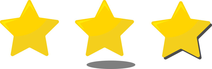 Yellow Stars with Highlight and Shadow