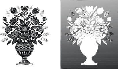 Stunning floral bouquet in decorative vase, elegant artistic design, perfect for invitations and greeting cards