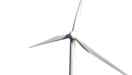 Close-up of a large white wind turbine against a black background (1)