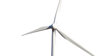 Close-up of a large white wind turbine against a black background (1)