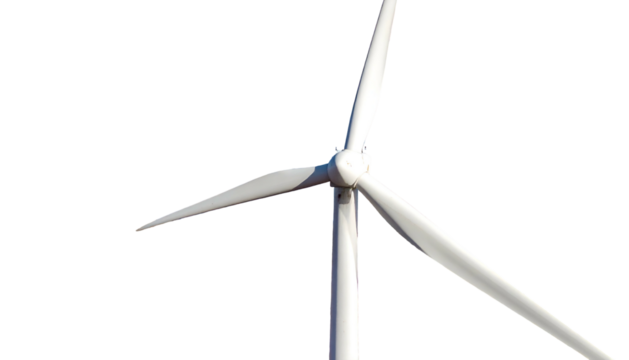 Close-up of a large white wind turbine against a black background (1)