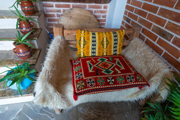 Armchair with Albanian folk ornaments from the north, interior