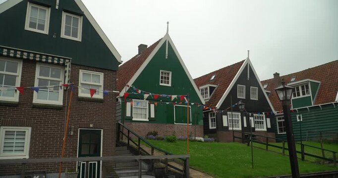 Marken. Beautiful typical fisherman village houses in Marken island Waterland, Netherlands