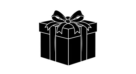 Gift box silhouette with bow icon for festive celebrations
