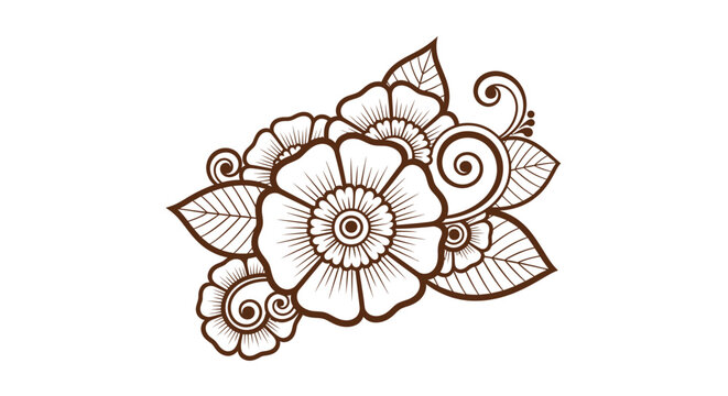 Mehndi style floral bouquet, intricate traditional design vector