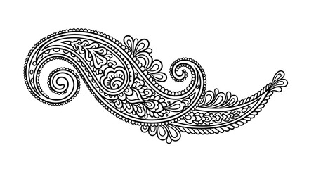 Elegant traditional mehndi paisley pattern on white background