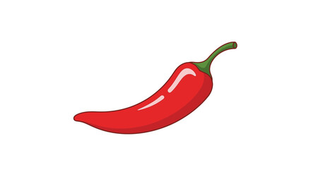 Red chili pepper graphic illustration with a green stem on white