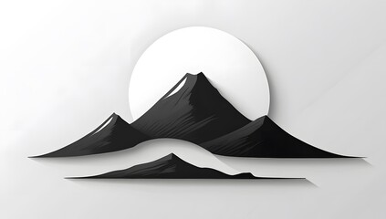 Serene Zen Style Mountain Landscape with Textured Edges