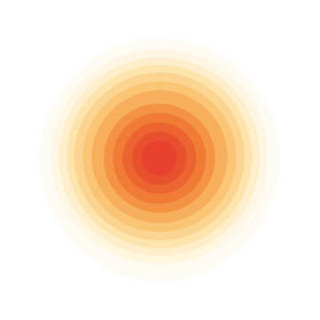 Minimalist flat vector heat sensation map with warm radial concentric zones on a clean white background, symbolizing temperature perception, body warmth recognition and abstract sensory visualization 