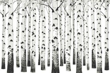 Birch trees texture vector illustration