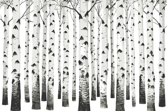 Birch trees texture vector illustration