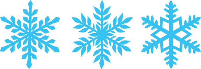 Blue Snowflake Icons Set &ndash; Winter Frozen Crystal Vector Illustrations