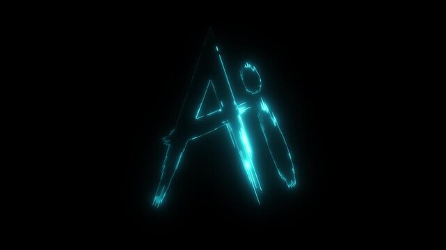 glowing  AI line animation. artificial intelligence logo