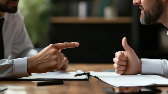 Negotiation: A candid scene of two individuals engaged in intense conversation.