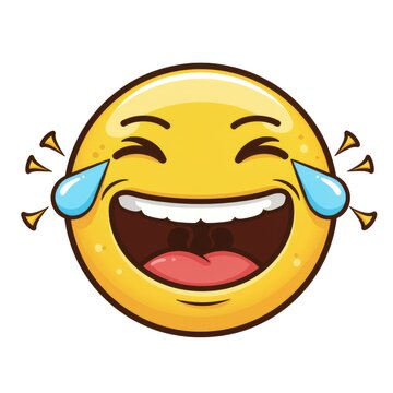 Laughing Emoji with Tears joy happy funny cartoon face yellow expression emotion humor comic lol haha laughter cry crying open mouth
