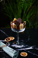 Close-up of a beautifully plated dessert with rich textures and vibrant colors, soft lighting, high-end food photography, gourmet sweets concept