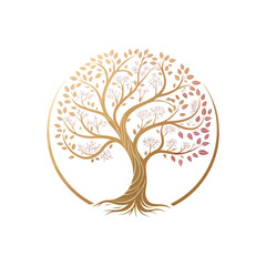 Naklejka premium Elegant tree logo vector with soft organic branches background