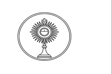 Monstrance Christi Sacrament of the eucharist icon in circle round black color vector illustration image outline contour line thin style
