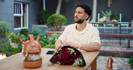 Watch, late and frustrated with man in restaurant for online dating crisis, time management and waiting. Lunch reservation, cancel appointment and nervous with person at table for fail and annoyed