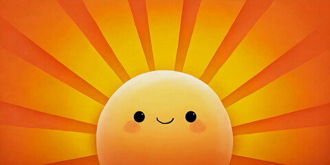 Cheerful Cartoon Sun with Radiant Smile, ai generated.