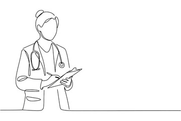 Professional doctor with stethoscope meticulously records patient notes on clipboard, conveying care and expertise in modern healthcare practice.