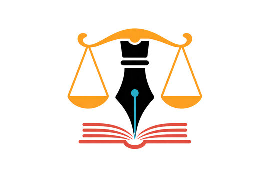 Symbolizing justice and knowledge scales balanced with an open book and pen for legal and educational pursuits