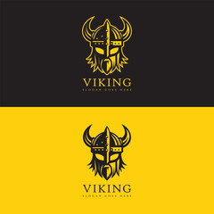 Viking Logo in Gold: A striking and iconic viking logo with the helmet and horns on a elegant background, conveying a sense of strength and heritage.