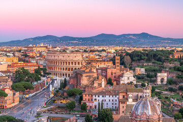 Rome, Italy overlooking the Roman Forum and Colosseum 1289