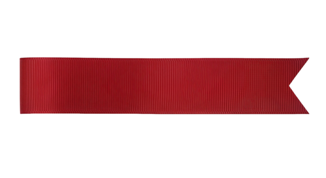 Blank red ribbon banner simple flat vector design element Isolated on transparent background, png