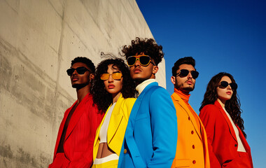 AI. Fashionable young people in a city