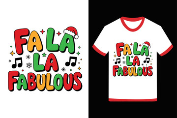 Fabulous christmas t shirt design with musical notes and santa hat