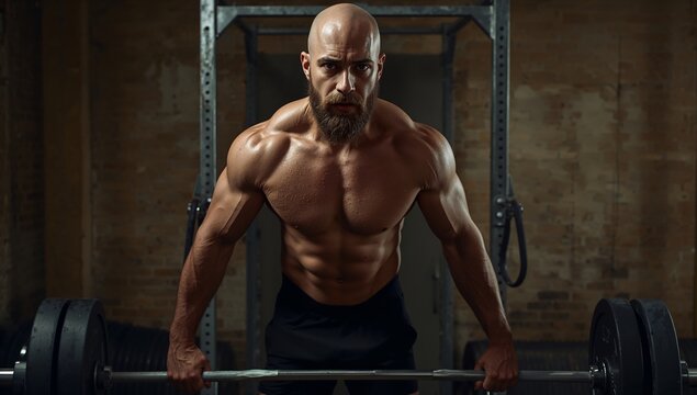 Strong Athlete Lifting Weights in a Gym During Workout Session