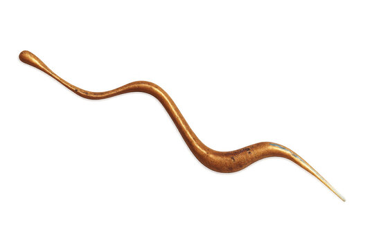 Golden paint splash creating a metallic liquid swirl with shiny texture over transparent background