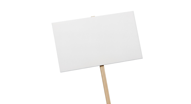Blank sign on a stick Isolated on transparent background, png perfect for protest or demonstration mockups