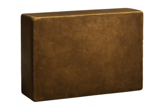 Brown rectangular box with rustic texture, isolated on transparent background, offering a versatile design element