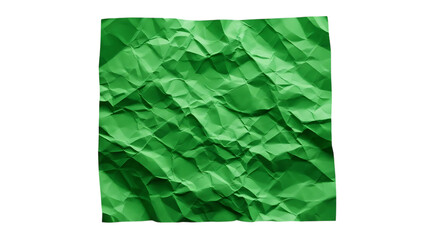 Crumpled green paper texture background with rough, wrinkled surface detail for design use isolated on transparent background