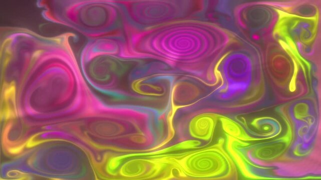 dynamic, flowing patterns in bright magenta, purple, and electric blue, set against a dark background