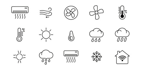 Air conditioning and weather forecast set.